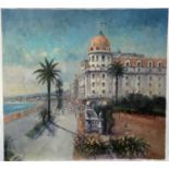 Lazslo Ritter (1937-2003) oil on canvas - The Hotel Negresco, Nice, signed, unframed