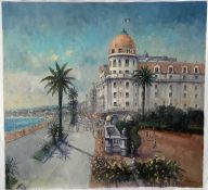 Lazslo Ritter (1937-2003) oil on canvas - The Hotel Negresco, Nice, signed, unframed