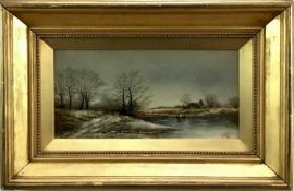 Late 19th century English School oil on canvas, initialled JST, in orignal gilt frame