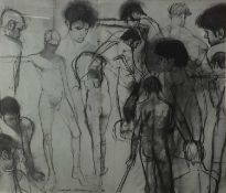 Michael Whittlesea (b. 1938), charcoal, male nudes