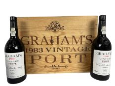 Port - ten bottles, Graham's 1983, bottled 1985, owc