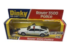 Dinky Rover 3500 Police No.264 (figure broken), Police Land Rover No.277, Police Range Rover No.254,