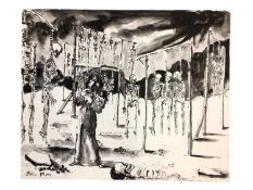 *Colin Moss (1914-2005) pen and wash, skeletons hanging from gallows, signed, inscribed 'scene from