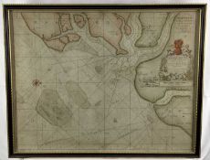 Fine 17th century map of Harwich, Woodbridg (As spelt on map) (Woodbridge) by Capt Collins