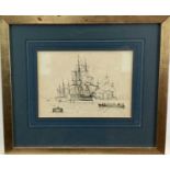 Attributed to Thomas Buttersworth (1768-1842), a good quality pen and ink of H.M.S. Victory, 15cm x