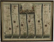 Road map from Chelmsford to Bury St Edmunds and to Saffron Walden by John Ogilby 1698