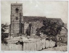 Charles Bartlett etching- Fingringhoe Church, signed and numbered 22 of 50, unframed