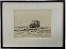 Norman Wilkinson (1878-1971), signed etching 'Ninety Days Out', framed and glazed