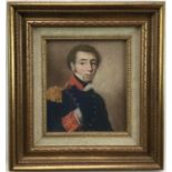 English School pastel Portrait of a British Naval Officer, 19cm 17cm, in glazed frame