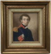 English School pastel Portrait of a British Naval Officer, 19cm 17cm, in glazed frame