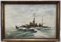 A. Horton oil on canvas The Warship H.M.S. Duke of York, signed, 40 x 60cm, framed