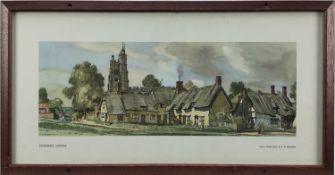 Railway Carriage Print, ‘Cavendish Suffolk’, from a watercolour by F. W. Baldwin in original-style r