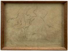 John Buckland Wright (1897-1954) pencil sketch - woman on couch, signed and dedicated Meg, For Meg