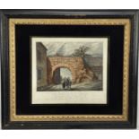'The Roman Arch at Lincoln', coloured engraving by J.S. Parley, 1826, in verre eglomise frame