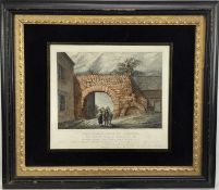 'The Roman Arch at Lincoln', coloured engraving by J.S. Parley, 1826, in verre eglomise frame