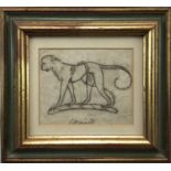 Pen and ink drawing of a monkey, inscribed 'Fitzgerald', the back inscribed 'Ex-Fitzgerald, 18th cen