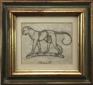 Pen and ink drawing of a monkey, inscribed 'Fitzgerald', the back inscribed 'Ex-Fitzgerald, 18th cen