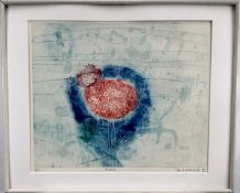 Shoichi Hasegawa (b.1929), coloured abstract etching, 78/110, signed and titled, 51cm x 61cm, framed
