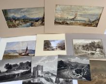 Group of twelve 19th century English School watercolours, coastal scenes, rural landscapes and other