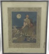 Fred Millar, early 20th century coloured etching, 'Magic Music', 37cm x 29cm, in glazed frame