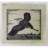 Eric Fitch Daglish (1892-1966) wood engraving - Flying Heron, pencil signed