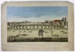 18th century engraving after Charles Labelye -Vue du Pont de Westminster sur la Thames, 25cm x 39cm,
