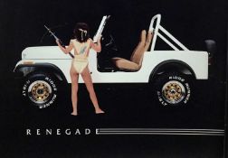 Jeep: Renegade advertising board, 1986. By Bayside Art Publishing Inc, San Diego, California USA. 40