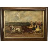 Manner of John Charles Maggs, oil on canvas, A Coaching Scene, 32cm x 47cm, framed