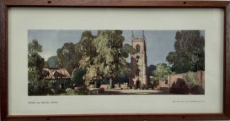 Railway Carriage Print,'Ufford near Melton Suffolk', from a watercolour by L.R Squirrell, in an orig