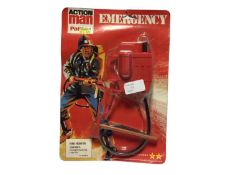 Palitoy Action Man Emergency Outfit & Accessories, vacuum packed on card including Fire Fighter Back