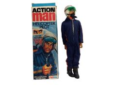 Palitoy Action Man Helicopter Pilot (1975-1983) with flock hair & eagle eyes, box fairly worn (1)