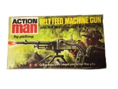 Pailitoy Action Man Belt Feed Machine Gun (1973-1978), with two sand bags & leaflet, boxed No.34145
