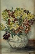 L. Llewellin (20th century): watercolour, still life of flowers, signed and dated lower right, 24x39