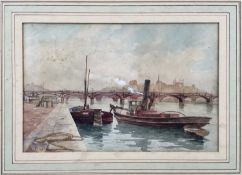 M.Randall: watercolour, view of the Seine, Paris, 24.5x16cm