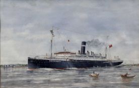 J. Barrett (Contemporary): gouache, maritime scene of HMT Egra, signed and dated lower right, 48x31c