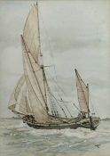 Ranger (Contemporary): watercolour, sailing vessel, signed and dated, 27x37cm