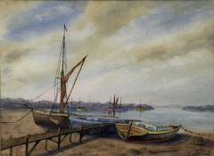 Robert Standish-Sweeney (1917-1995): watercolour, boats on the bay, 35x26cm