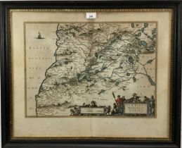 Johannes Blaeu - The South part of Carrick, 17th century engraved map with hand colouring