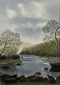 Ron Burton (Contemporary): watercolour, River Wharfe near Appletreewick, 17.5x25cm