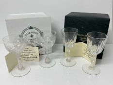 Two pairs of Victorian cut glass port and sherry glasses, both circa 1870, boxed from Elizabeth Cann
