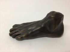 Stephen Lansley, bronze study of a human foot, signed with initials 18.5cm