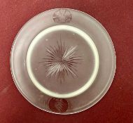 Victorian etched and cut glass saucer made for the City of London dinner held in honour of H.R.H Alb