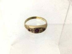 Late Victorian ruby and diamond five stone ring