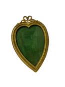 Good quality Edwardian ormolu heart-shaped photograph frame with ribbon cresting and beaded border w