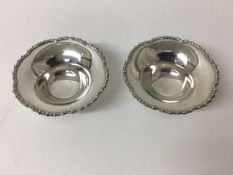 Pair of silver Bon Bon dishes, Sheffield 1937 (Mappin & Webb), of round shaped form with fluted rim,