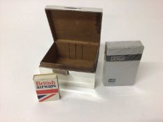 Edwardian silver cigarette box of rectangular form (London 1908), containing a box of sealed Lambert