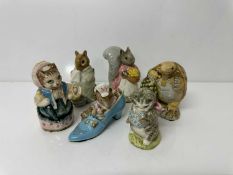 Six Beswick Beatrix Potter figures comprising Cousin Ribby, Mr Alderman Ptolemy, Miss Moppet, Chippy