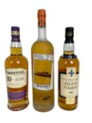 Whisky - three bottles, Queen Mary 2 Pure Malt whisky produced by Cabor-Vasco 40% vol 100cl. One bot