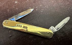 Good quality Edwardian silver gilt penknife, the pair of knives marked Asprey, (Sheffield 1902), mak