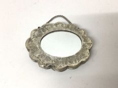 Eastern white metal cased small mirror